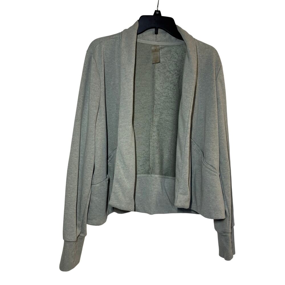 Harmony&Balance Open Front Wrap Gray Cardigan Topper Size XL Athleisure SEE FLAW